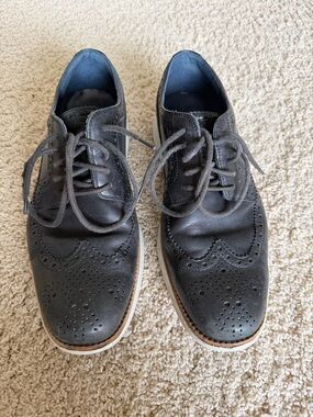 Cole Haan Black Leather Wingtip Derby Shoes